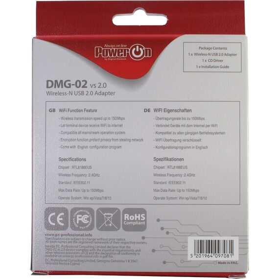 Inter-Tech DMG-02 - Network adapter - USB 2.0 - 802.11 | 88888122