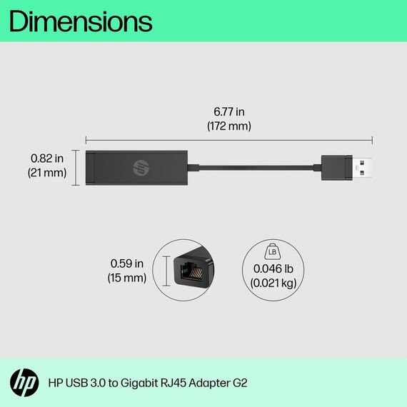 HP USB 3.0 to RJ45 Adapter G2 - Network adapter - USB 3 | 4Z7Z7AA