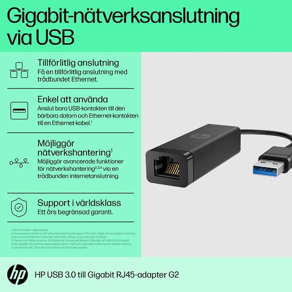 HP USB 3.0 to RJ45 Adapter G2 - Network adapter - USB 3 | 4Z7Z7AA