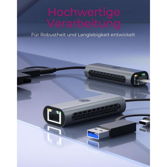 ICY BOX IB-LAN301-C3 / Wired / USB Type-A/USB Type-C / Ethernet /