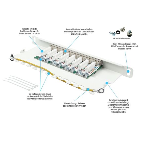 Alcasa GC-N0125 / Gigabit Ethernet / RJ-45 / Cat6 / White / Steel