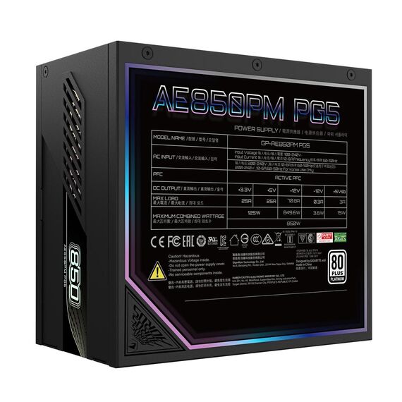 GIGABYTE AORUS ELITE P850W Power Supply - PCIe 5 | GP-AE850PM PG5