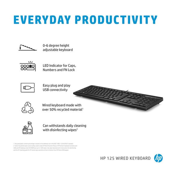 HP 125 - Keyboard - USB - QWERTY - English - for HP | 266C9AA#ABB
