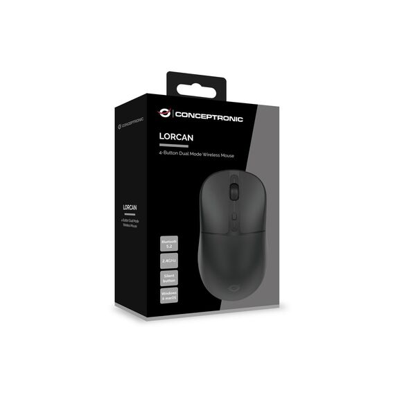 Conceptronic LORCAN04B 4-Button Dual Mode Wireless Mouse, Bluetoo