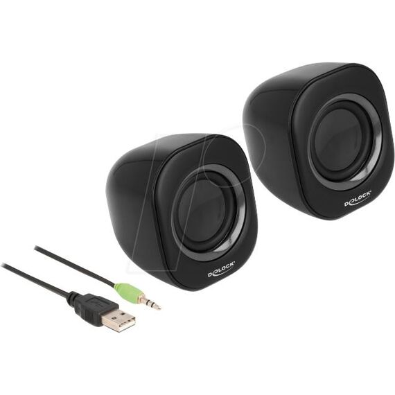 Delock Mini - Speakers - for PC - 2 Watt (Total) - grey,  | 27002