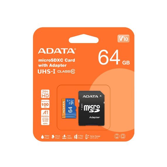 ADATA Premier - Flash memory card (microSD | AUSDX64GUICL10A1-RA1