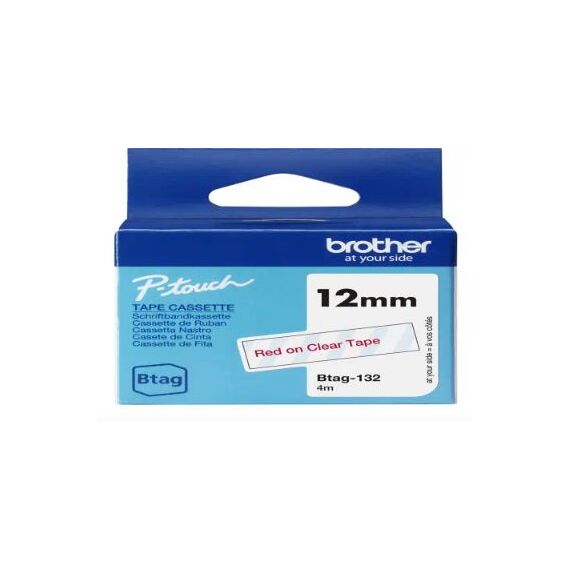 Brother BTAG-132 / Red on transparent / Brother / P-tou | BTAG132