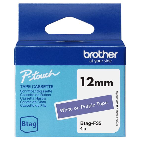 Brother BTAG-F35 / White on purple / Brother / P-touch  | BTAGF35