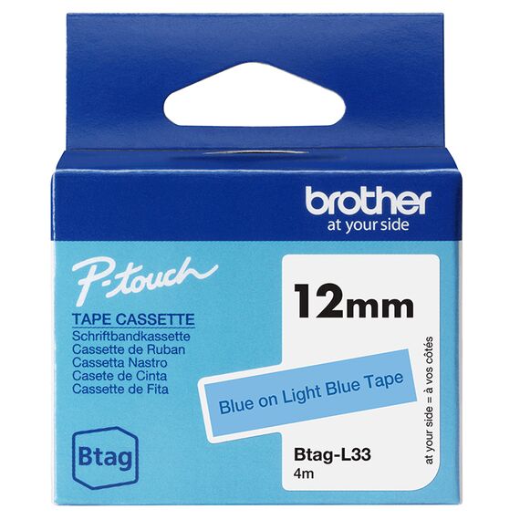 Brother BTAG-L33 / Blue on light blue / Brother / P-tou | BTAGL33