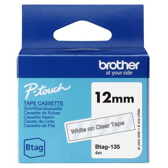 Brother BTAG-135 / White on transparent / Brother / P-t | BTAG135