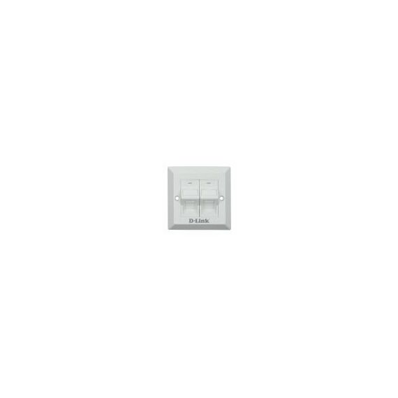 DLINK FACEPLATE, ACCEPT DUAL ANGULAR KEYSTONE JACKS WITH SHUTTER & ID PLATE, 86x86, SQUARE, WHITE COLOR