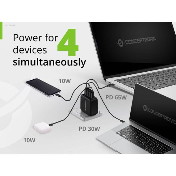 Conceptronic 4-Port 100W GaN USB PD Charger ALTHEA18B