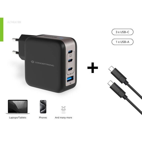 Conceptronic 4-Port 100W GaN USB PD Charger ALTHEA18B