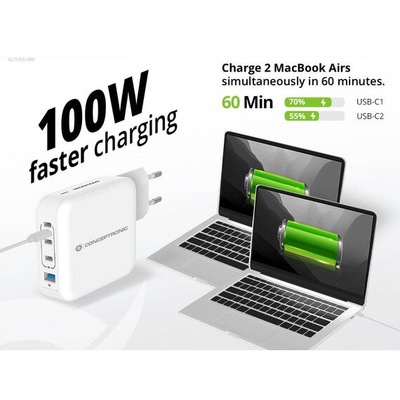 Conceptronic 4-Port 100W GaN USB PD Charger  ALTHEA18W