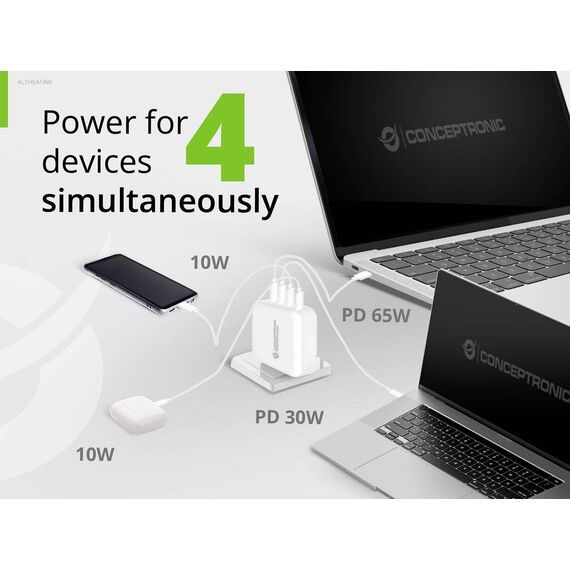 Conceptronic 4-Port 100W GaN USB PD Charger  ALTHEA18W