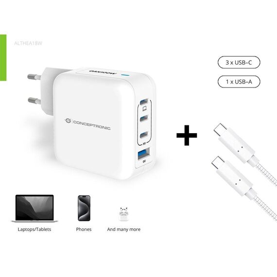 Conceptronic 4-Port 100W GaN USB PD Charger  ALTHEA18W