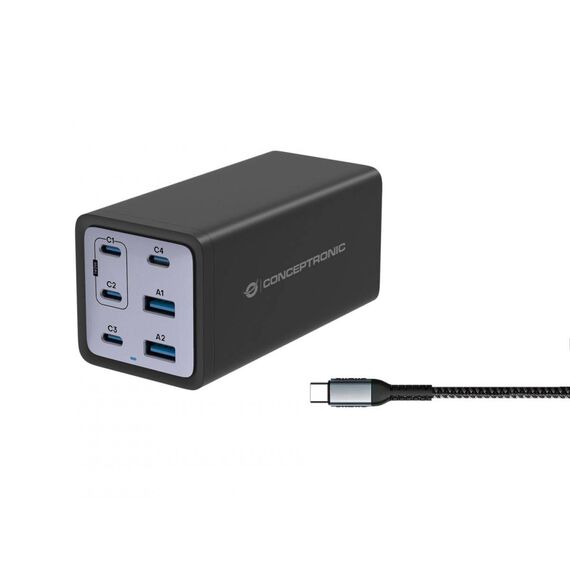 Conceptronic 6-Port 200W GaN USB PD Charger with USB-C