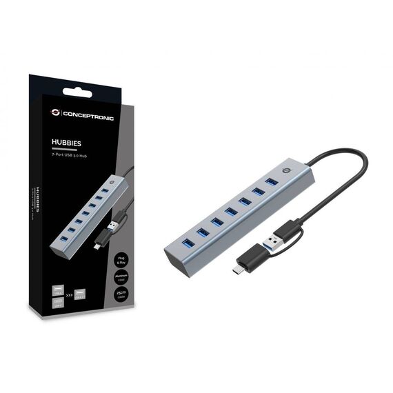 Conceptronic 7-Port USB 3.0 Hub, 5Gbps, USB-A x 7  HUBBIES21G