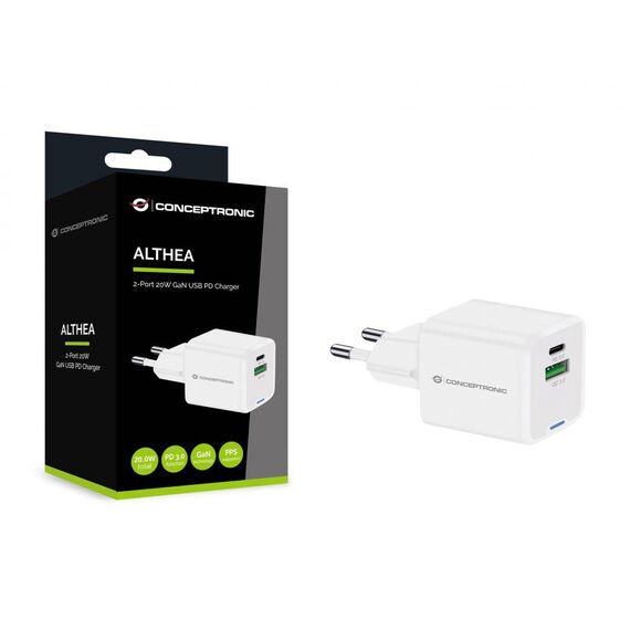 Conceptronic  2-Port 20W GaN USB PD Charger white ALTHEA15W