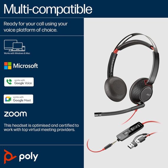 Poly Blackwire C5220 - Blackwire 5200 series - headset  | 805H3AA