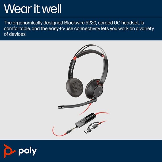 Poly Blackwire C5220 - Blackwire 5200 series - headset  | 805H3AA