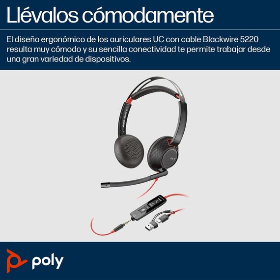 Poly Blackwire C5220 - Blackwire 5200 series - headset  | 805H3AA