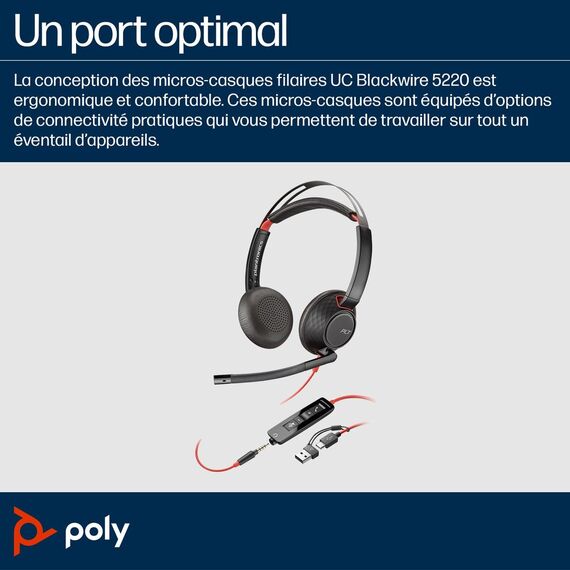 Poly Blackwire C5220 - Blackwire 5200 series - headset  | 805H3AA