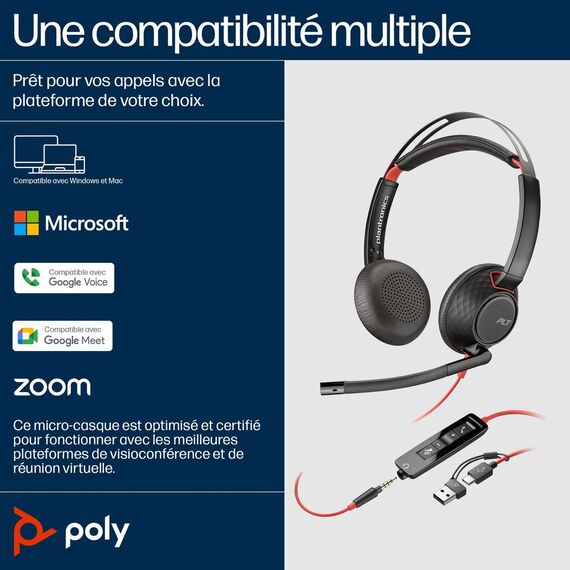 Poly Blackwire C5220 - Blackwire 5200 series - headset  | 805H3AA