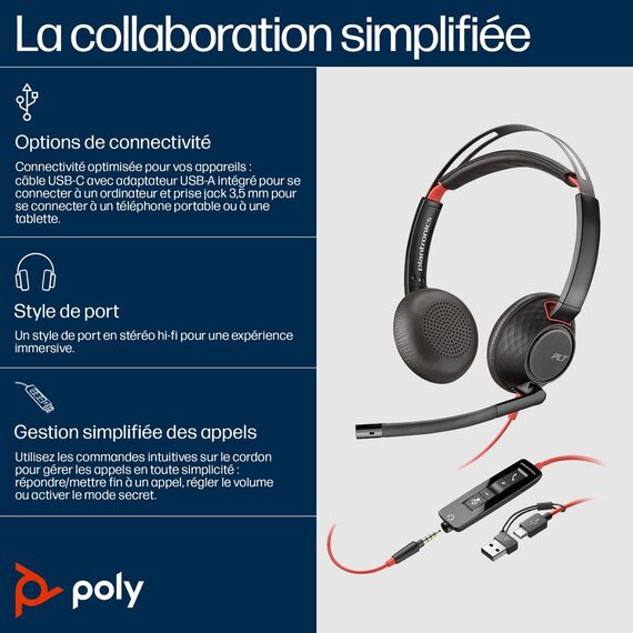 Poly Blackwire C5220 - Blackwire 5200 series - headset  | 805H3AA