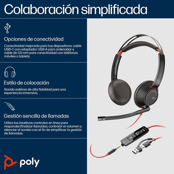 Poly Blackwire C5220 - Blackwire 5200 series - headset  | 805H3AA