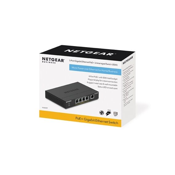 5-Port Gigabit Ethernet, 4 PoE Ports, 10 Gbps, 1 | GS305PP-300EUS