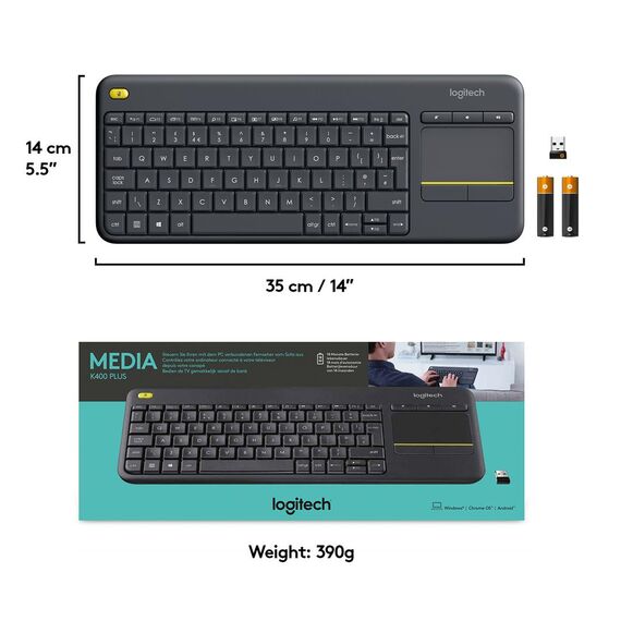 Logitech Wireless Touch Keyboard K400 Plus - Keyboar | 920-007133