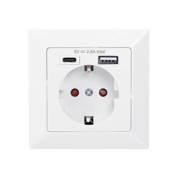 DIGITUS DA70615 Socketoutlet 2P+E Type F, USB, USB DA70615