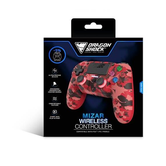 DragonShock Mizar Wireless Controller for PS4 Red Camo DSCPS4RC