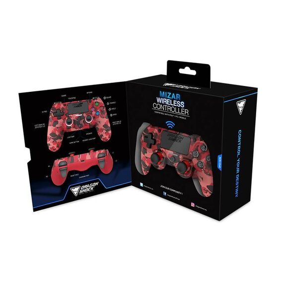 DragonShock Mizar Wireless Controller for PS4 Red Camo DSCPS4RC