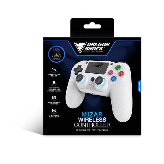 DragonShock Mizar Wireless Controller for PS4 White DSCPS4WH