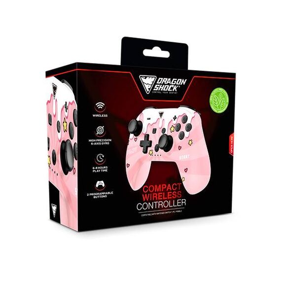 DragonShock PopTop Compact Wireless Controller for Switch (Sweet Pink)
