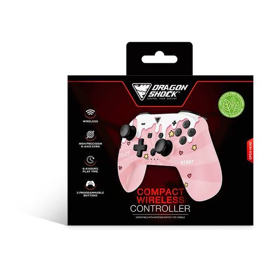 DragonShock PopTop Compact Wireless Controller for Switch (Sweet Pink)