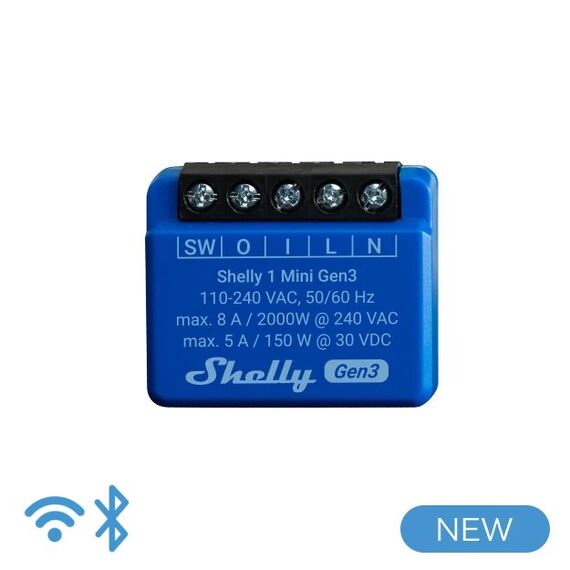 Shelly Plus 1 Mini Gen / 3 - 8A - 1 Kanal | Shelly_Plus_1_Mini_G3