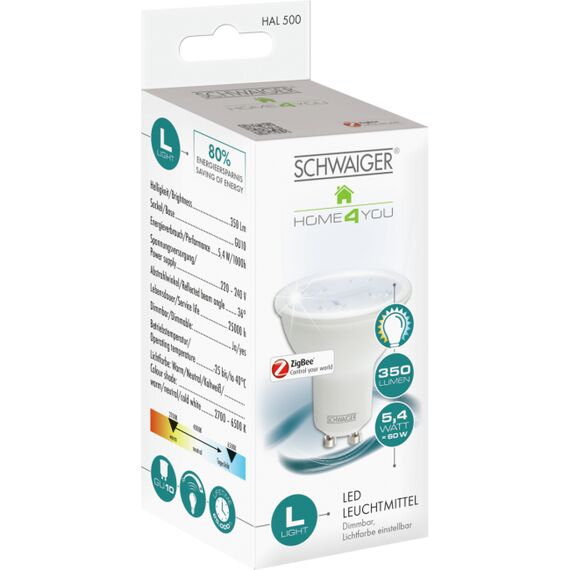 Schwaiger HAL500 / 5.4 W / GU10 / 350 lm / 25000 h / Cool white /