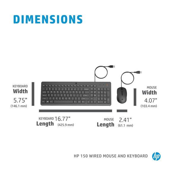 HP 150 - Keyboard and mouse set - USB - German - bl | 240J7AA#ABD