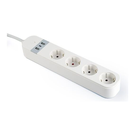 Gembird TSL-PS-S4U-01-W - Smart power strip - AC 230 V - 3680 Wat