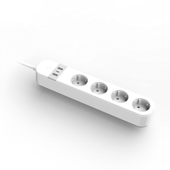 Gembird TSL-PS-S4U-01-W - Smart power strip - AC 230 V - 3680 Wat