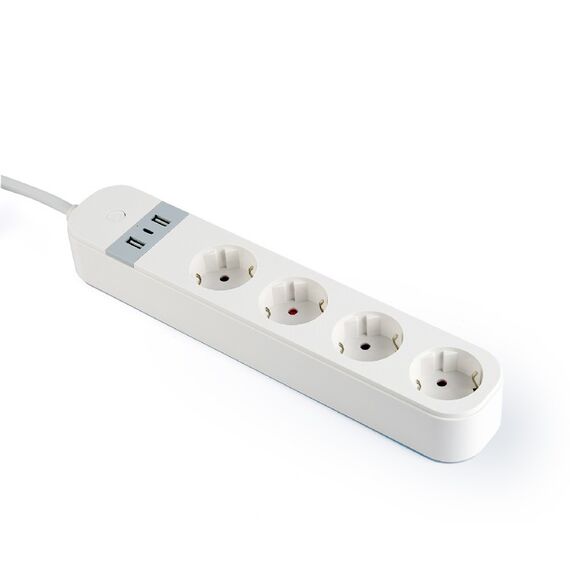 Gembird TSL-PS-S4U-01-W - Smart power strip - AC 230 V - 3680 Wat