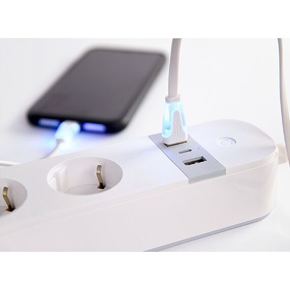 Gembird TSL-PS-S4U-01-W - Smart power strip - AC 230 V - 3680 Wat