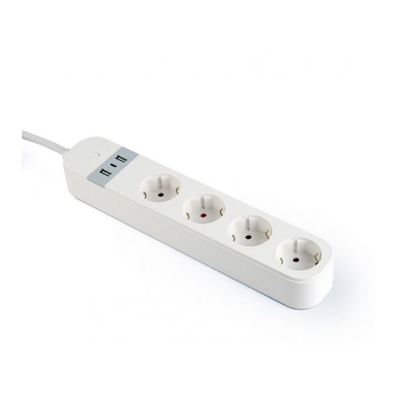 Gembird TSL-PS-S4U-01-W - Smart power strip - AC 230 V - 3680 Wat