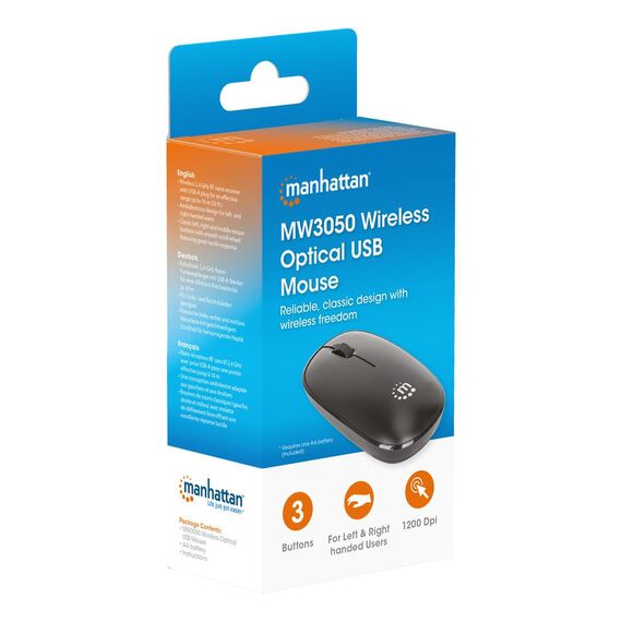 MW3050 Wireless Optical Mouse, Black, 1200dpi, 2.4Ghz (u | 190312