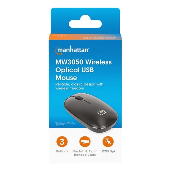MW3050 Wireless Optical Mouse, Black, 1200dpi, 2.4Ghz (u | 190312
