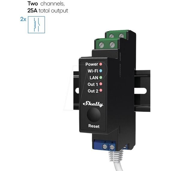 Shelly Pro 2PM / Solid-state relay / Black / 802 | SHELLY_PRO_2PM