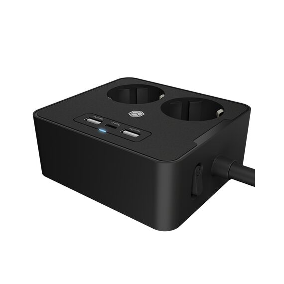 ICY BOX IB-MPS2220B-CH - Power strip - for desk or wall mounting,